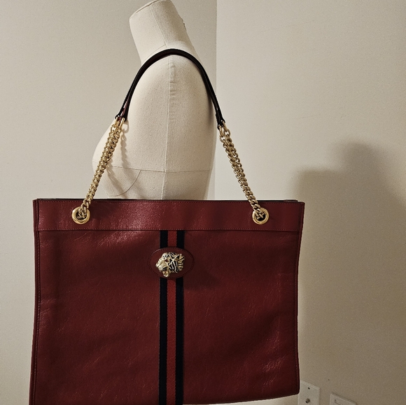 Gucci Red Rajah Leather Tote Bag with pouch - Picture 2 of 7